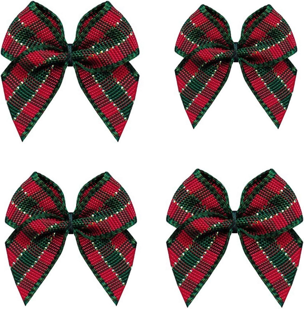 50pcs Mini Gingham Ribbon Bows Checkered Ribbon Flowers Plaid Ribbon Bow Appliques DIY Craft for Sewing, Scrapbooking, Wedding, Gift (Gingham-Christmas)